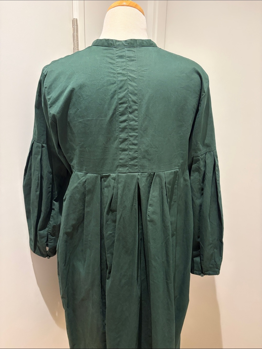 COS Forest Green Pleated-Sleeve Midi Dress - Picture 5 of 10